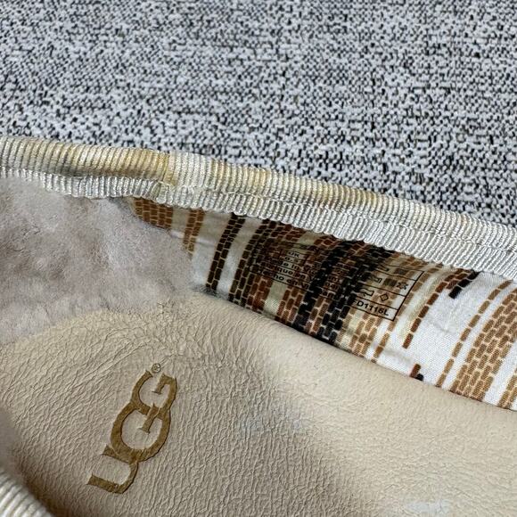 UGG Ivory Canvas Casual Slip On Peep Toe Bow Espidrille Women's Flats Sz 8 - Picture 5 of 7